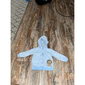 Carters Baby Boy Blue Lion Zip Up Hoodie Size 12 Months